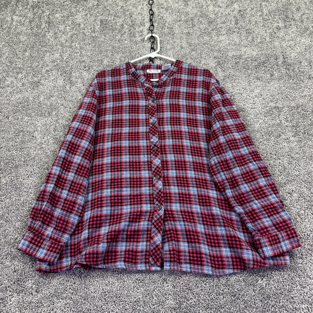 Blair Shirt Womens 2XL Blue Plaid Flannel Long Sleeve Button Tunic Casual